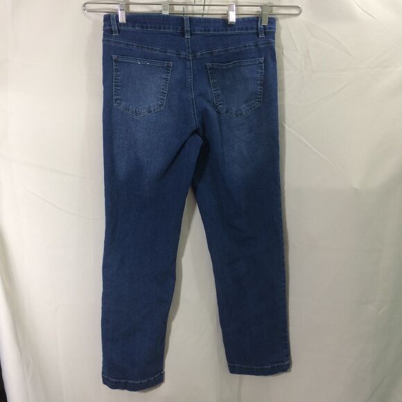 D.Jeans Faux Sailor Button Front Jeans Size 12 Blue Stretch High Rise Straight - Picture 1 of 4